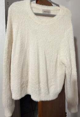 Industry cream fluffy chenille crew-neck sweater